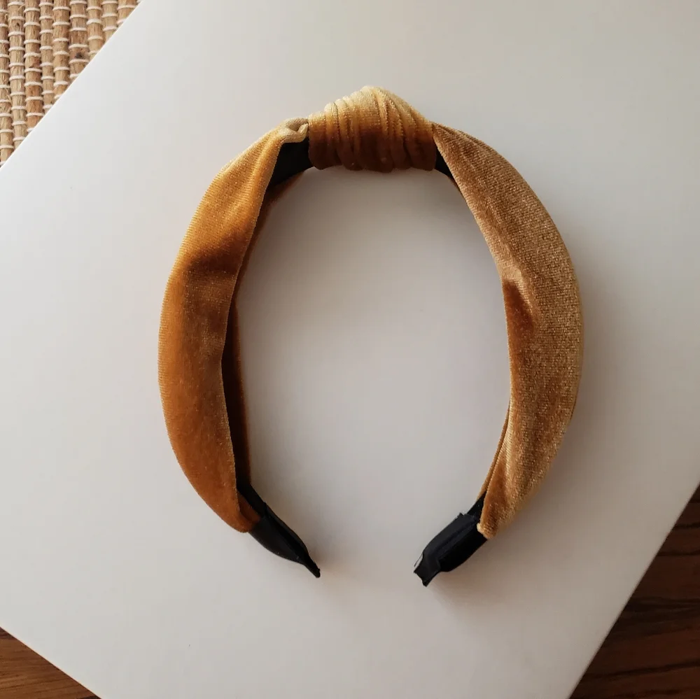 Coffee Latte Velvet Knot Turban Twist Headband